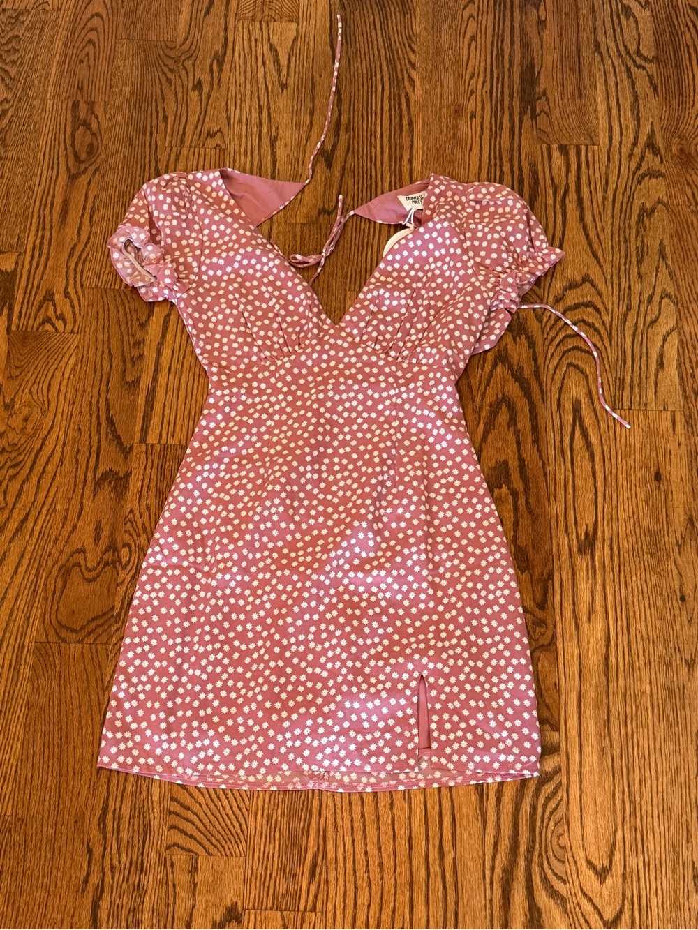 Pink Flower Short-Sleeve Dress